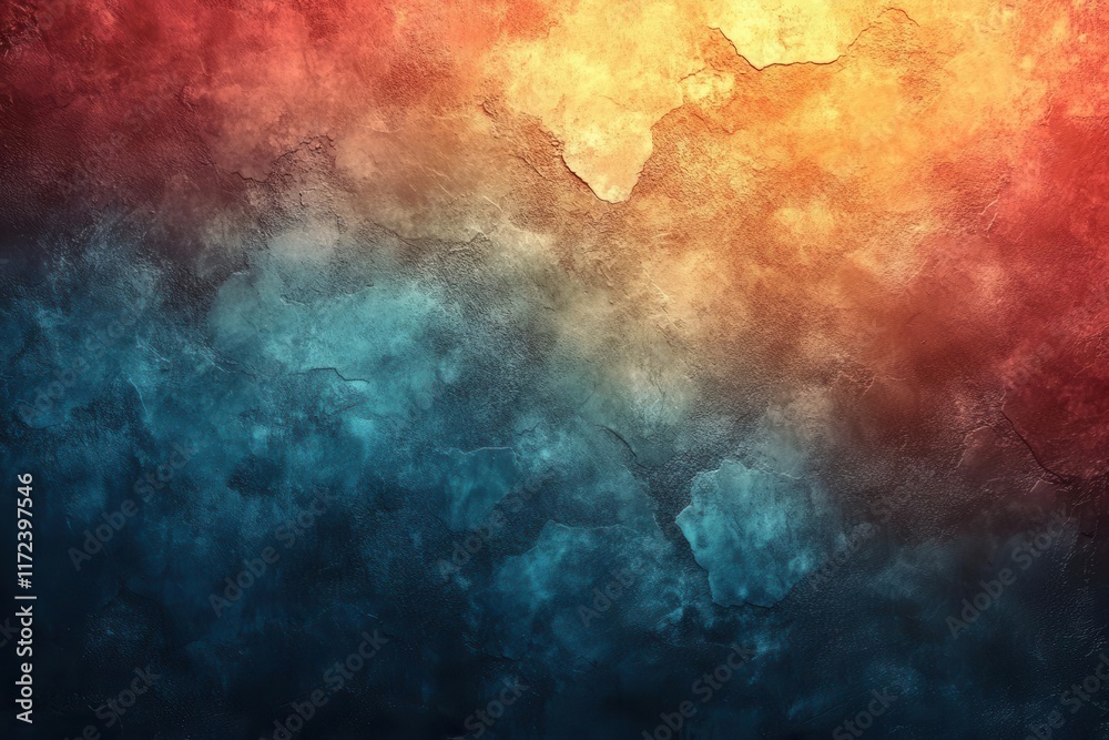 Wall mural teal and orange gradient background featuring a grainy texture creating a modern and stylish backdro