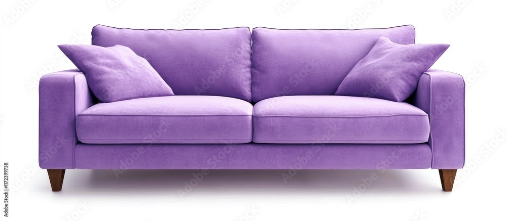 Poster modern periwinkle fabric sofa with clean lines and plush cushions isolated on white background for c