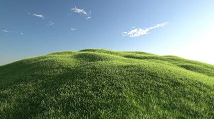 Fototapeta premium Vibrant grassy hill landscape under a clear blue sky capturing the essence of nature and tranquility in a serene outdoor setting