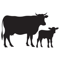 PrintCow silhouette vector style design Cow silhouette icon illustration White background Jersey cow silhouette Cow vector illustration