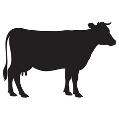 PrintCow silhouette vector style design Cow silhouette icon illustration White background Jersey cow silhouette Cow vector illustration