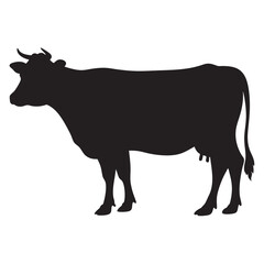 PrintCow silhouette vector style design Cow silhouette icon illustration White background Jersey cow silhouette Cow vector illustration