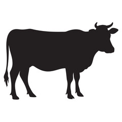 PrintCow silhouette vector style design Cow silhouette icon illustration White background Jersey cow silhouette Cow vector illustration