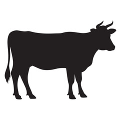 PrintCow silhouette vector style design Cow silhouette icon illustration White background Jersey cow silhouette Cow vector illustration