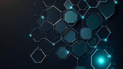 Abstract Hexagon Network Digital Technology Design