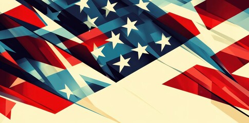Abstract American Flag Geometric Design