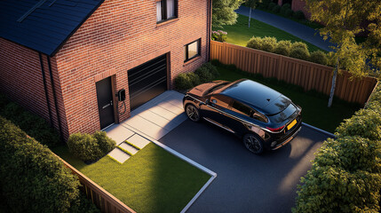 Modern Electric Car Charging at a Classic British Suburban House