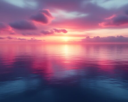 Vibrant sunset reflecting on calm ocean water. (1)