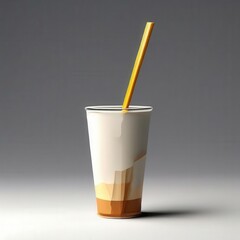 the AI Image Generator, Striped Brown and White Cup with Orange Straw o