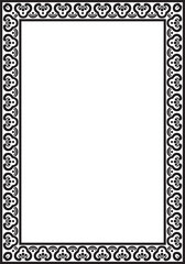 Obraz premium Vector black monochrome Chinese rectangle, frame. Square ornaments of oriental peoples, korea, taiwan, china, hong kong, indonesia