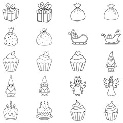 collection of Christmas ClipArt Design, Xmas illustration vector, Merry Christmas lineArt graphics
