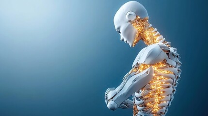 Futuristic Robot Manipulating Energy Field in Dynamic Pose