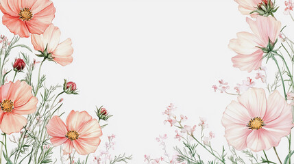 Fototapeta premium Elegant wedding invitation card background vector. Minimal hand painted watercolor botanical flowers texture template background. Design for wedding, vip cover, poster, rsvp moderncard.Valentine's Day