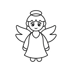 Fototapeta premium Christmas Angel illustration vector, Merry Christmas ClipArt Design, Angel Lineart Art 