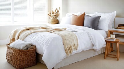 Cozy bedroom setup modern apartment interior design bright environment relaxed viewpoint comfort concept