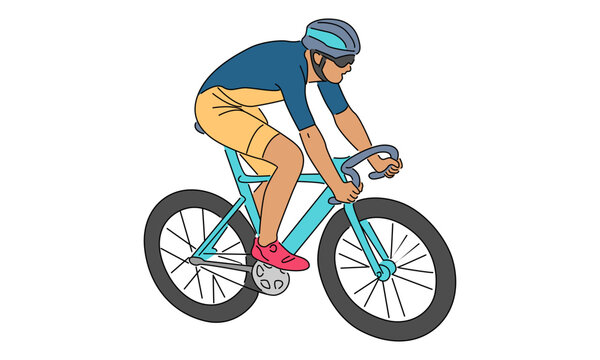 recommend clip art: line color art of Cyclist riding a bicycle