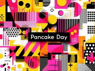 Obraz premium Vibrant Geometric Pancake Day Graphic Design