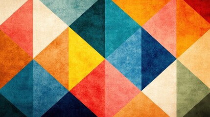 Colorful Geometric Abstract Art with Triangular Shapes in Vibrant Palettes and Textured Background