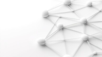 Abstract Network Structure with Nodes and Connections on White Background