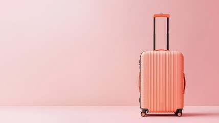 Minimalist travel luggage bag in radiant peach color, perfect for stylish adventures and effortless journeys.
