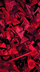 Abstract Red Geometric Shapes Composition