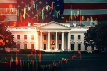Naklejka premium America White House flag background