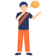 People Thinking Illustration with Cartoon Design. Isolated on White Background