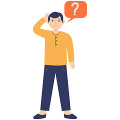 People Thinking Illustration with Cartoon Design. Isolated on White Background