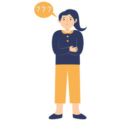 People Thinking Illustration with Cartoon Design. Isolated on White Background