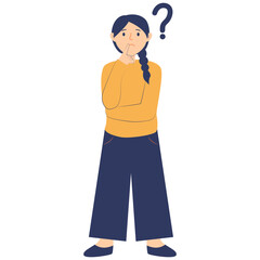 People Thinking Illustration with Cartoon Design. Isolated on White Background