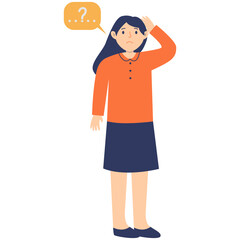 People Thinking Illustration with Cartoon Design. Isolated on White Background