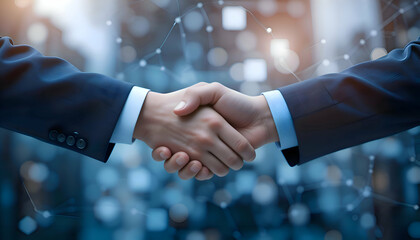 Professional Handshake in a Digital Business Environment.