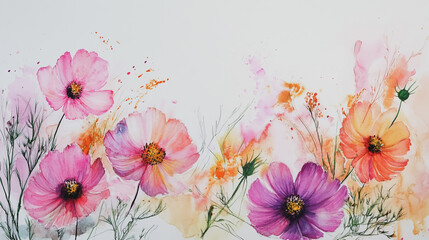 Obraz premium Elegant wedding invitation card background vector. Minimal hand painted watercolor botanical flowers texture template background. Design for wedding, vip cover, poster, rsvp moderncard.Valentine's Day