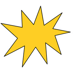 Starburst in cartoon style yellow speech bubble badge transparent background