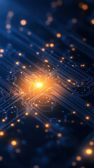 Obraz premium Digital circuit board with glowing connections and lights