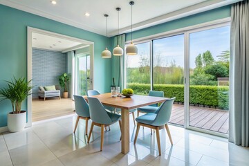 modern dining room with table