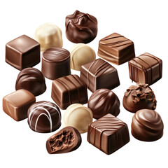Obraz premium chocolate candies isolated on white transparent background