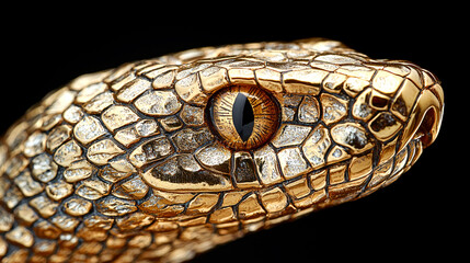 Golden Snake Head: A Close-Up Portrait