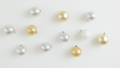 Elegant Christmas Ornaments in Gold, Silver, and White