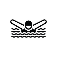 Black solid icon for swimming