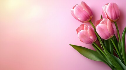 Fototapeta premium Fresh Pink Tulips on a Soft Pastel Background for Spring Decor