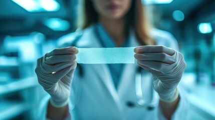Dermatologist conducting skin tissue sample analysis in a clinical laboratory environment for standard testing