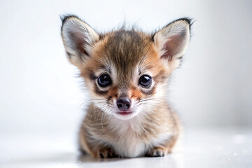Obraz premium Adorable baby fennec fox kit, close-up.