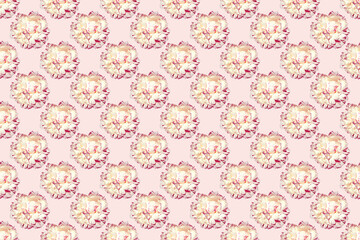 Seamless pattern of isolated white peony flowers. Cute 
floral background. Invitation card mockup