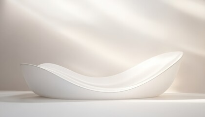 Modern Minimalist White Sculptural Lounge Chair in Bright Studio Setting