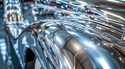 Fototapeta premium Smooth chrome metallic gradient with reflective silver tones.