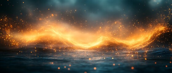 Glowing orange wave on dark water.