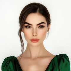 Fototapeta premium Elegant portrait of a woman in green dress.