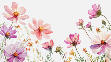 Elegant wedding invitation card background vector. Minimal hand painted watercolor botanical flowers texture template background. Design for wedding, vip cover, poster, rsvp moderncard.Valentine's Day