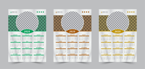 2025 wall calendar template, One page wall calendar design for 2025, Corporate design planner template, minimalist style vector design